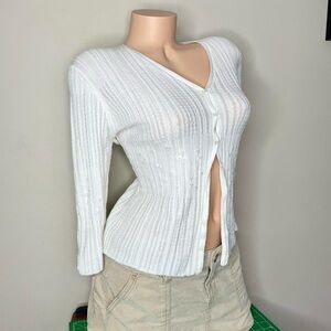 Vintage Y2K White Babydoll Cardigan by Valerie